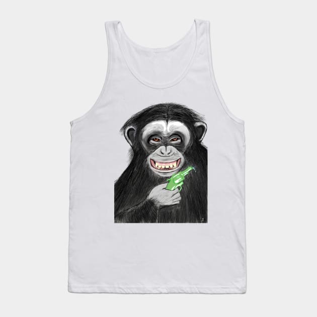 chimpanzee with watergun Tank Top by msmart